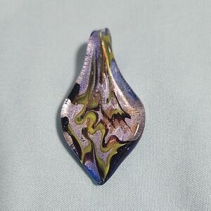 Artistic Glass Pendant in Purple and Yellow